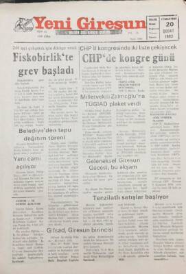 Yeni Giresun Gazetesi 20 Şubat 1993 Fiskobirlikte Grev Başladı GZ30748 - 1