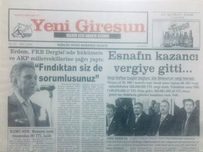 Yeni Giresun Gazetesi 20 Şubat 2006 - Esnafın Kazancı Vergiye Gitti GZ42183 - 1