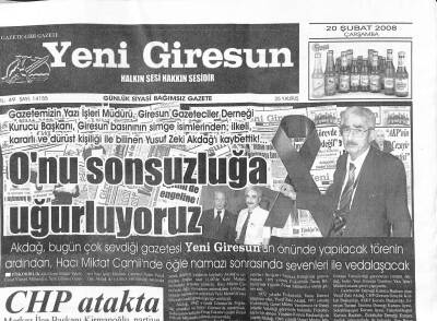 Yeni Giresun Gazetesi 20 Şubat 2008 - Köy Yollarının Tamamı Kapalı, ADDden Konferans GZ107848 - 1