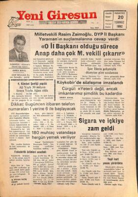 Yeni Giresun Gazetesi 20 Temmuz 1992 - Giresunspor İdmanlara Başladı GZ107995 - 1
