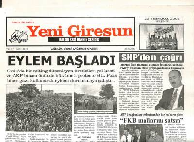 Yeni Giresun Gazetesi 20 Temmuz 2006 - Giresunspor Harıl Harıl GZ108579 - 1