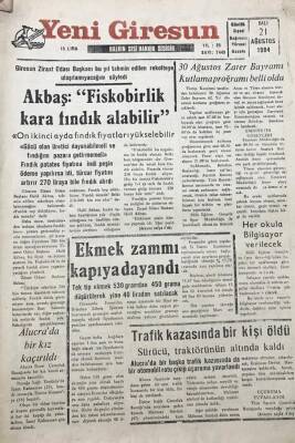 Yeni Giresun Gazetesi 21 Ağustos 1984 Ekmek Zammı Kapıya Dayandı GZ30237 - 1
