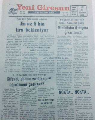 Yeni Giresun Gazetesi 21 Ağustos 1990 - Fındık Taban Fiyatı Açıklanıyor GZ40716 - 1