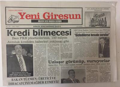 Yeni Giresun Gazetesi 21 Ağustos 2006 - KEİPA Zirvesi Giresunda GZ31024 - 1