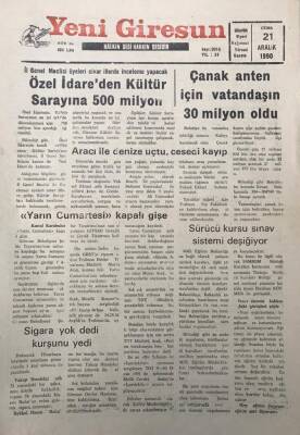 Yeni Giresun Gazetesi 21 Aralık 1990 Çanak Anten İçin 30 Milyon Toplandı GZ30149 - 1