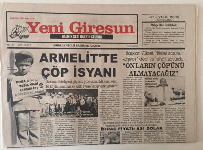 Yeni Giresun Gazetesi 21 Eylül 2005 - Armelitte Çöp İsyanı GZ31143 - 1
