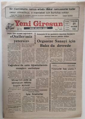 Yeni Giresun Gazetesi 21 Haziran 1995 - Organize Sanayi İçin Balcıda Devrede GZ31034 - 1