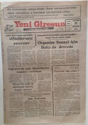 Yeni Giresun Gazetesi 21 Haziran 1995 - Organize Sanayi İçin Balcıda Devrede GZ31035 - 1