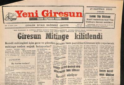 Yeni Giresun Gazetesi 21 Haziran 2000 - Hamdi Bozbağ Anadolu Lisesinden Büyük Başarı GZ77954 - 1