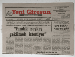 Yeni Giresun Gazetesi 21 Haziran 2003 - İki Genç Kızın Cesetleri Bulundu GZ5910 - 1