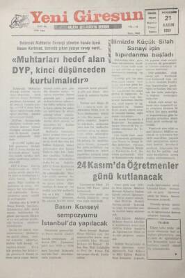 Yeni Giresun Gazetesi 21 Kasım 1991 İlimizde Küçük Silah Sanayi İçin Kıpırdama Başladı GZ25634 - 1