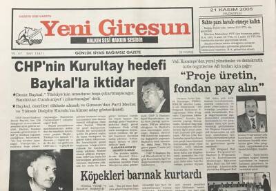 Yeni Giresun Gazetesi 21 Kasım 2005 Chpnin Kurultay Hedefi Baykalla İktidar GZ30186 - 1