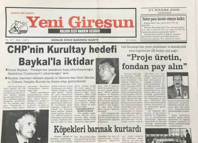 Yeni Giresun Gazetesi 21 Kasım 2005 Vali KocatepeProje Üretin Fondan Pay Alın GZ30331 - 1