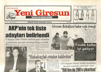 Yeni Giresun Gazetesi 21 Kasım 2011 - Fındık Kalbe İyi Geliyor GZ108864 - 1