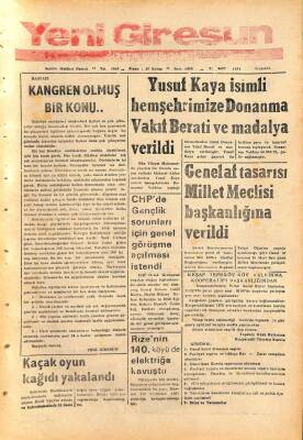 Yeni Giresun Gazetesi 21 Mart 1974 - Genel Af Tasarısı Millet Meclisi Başkanlığına Verildi GZ108529 - 1