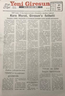 Yeni Giresun Gazetesi 21 Mart 1994Asker Kaçaklarına Son Defa Af Tanındı GZ30095 - 1