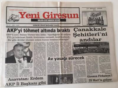 Yeni Giresun Gazetesi - 21 Mart 2006 - Çotanaklar Kendilerinden Emin - GZ43675 - 1
