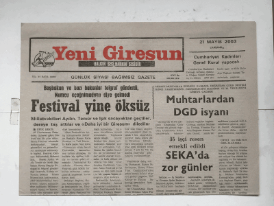 Yeni Giresun Gazetesi 21 Mayıs 2003 - Festival Yine Öksüz GZ5729 - 1