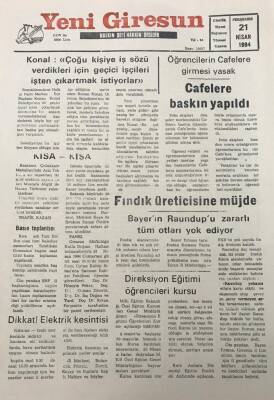 Yeni Giresun Gazetesi 21 Nisan 1994 Fındık Üreticisine Müjde GZ25950 - 1