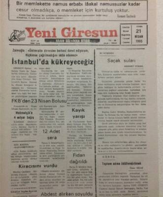 Yeni Giresun Gazetesi 21 Nisan 1995 - İstanbulda Kükreyeceğiz GZ34644 - 1
