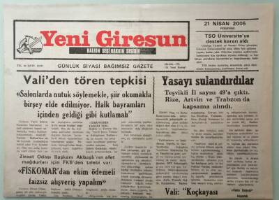 Yeni Giresun Gazetesi 21 Nisan 2005 ANAP İl Başkanı Ustaya Şantaj Mı Yapıldı -GZ33215 - 1