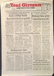 Yeni Giresun Gazetesi 21 Ocak 1993 - Işık: Olay Halk Hareketi Haline Geldi - Yayla Yolları İçin Valiliğe Dilekçe GZ2964 - Gökçekoleksiyon