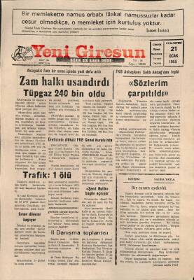 Yeni Giresun Gazetesi 21 Ocak 1995 - Zam Halkı Usandırdı Tüpgaz 240 Bin Oldu GZ79425 - 1