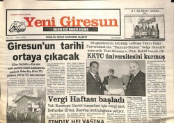 Yeni Giresun Gazetesi 21 Şubat 2006 - Giresunun Tarihi Ortaya Çıkacak GZ101726 - 1