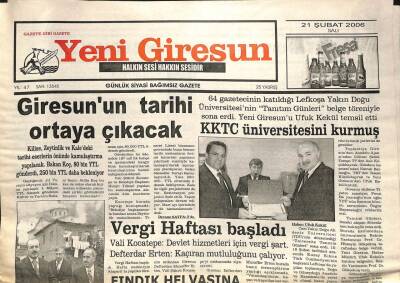 Yeni Giresun Gazetesi 21 Şubat 2006 - Giresunun Tarihi Ortaya Çıkacak GZ101726 - 2