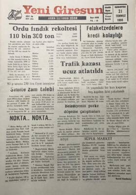 Yeni Giresun Gazetesi 21 Temmuz 1990 Derelide 16 Yaşındaki Bir Kızı Kaçıran 5 Kişiden İkisi Yakalandı GZ30122 - 1