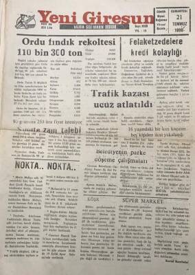 Yeni Giresun Gazetesi 21 Temmuz 1990 Felaket Zedelere Kredi Kolaylığı GZ30151 - 1