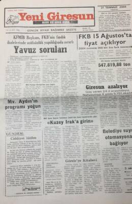 Yeni Giresun Gazetesi 21 Temmuz 2005 Giresun Göç Veren 24 İl Arasında GZ25695 - 1