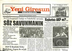 Yeni Giresun Gazetesi 21 Temmuz 2006 - DSPli Kılıç Başbakan Zapsu İle Ortak GZ101917 - 1