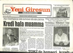 Yeni Giresun Gazetesi 22 Ağustos 2006 - TOKİ de Hemşeri Kıyağı GZ101888 - 1