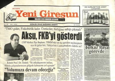 Yeni Giresun Gazetesi 22 Ağustos 2007 - Aksu FKByi Gösterdi GZ101963 - 1