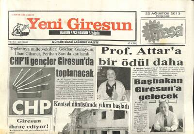 Yeni Giresun Gazetesi 22 Ağustos 2013 - Başbakan Giresuna Gelecek GZ101836 - 1