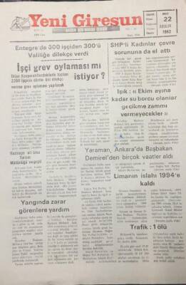 Yeni Giresun Gazetesi 22 Aralık 1992 Yaraman, Ankarada Başbakan Demirelden Birçok Vaatler Aldı GZ25606 - 1