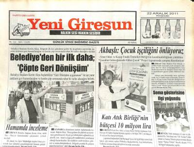 Yeni Giresun Gazetesi 22 Aralık 2011 - Hamamda İnceleme GZ108912 - 1