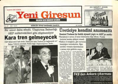 Yeni Giresun Gazetesi 22 Mart 2006 - Kara Tren Gelmeyecek GZ108849 - 1