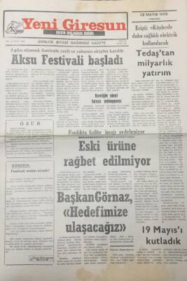 Yeni Giresun Gazetesi 22 Mayıs 1999 Aksu Festivali Başladı GZ25659 - 1