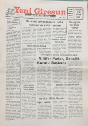 Yeni Giresun Gazetesi 22 Nisan 1996-Nilüfer Padar, Gençlik Kurulu Başkanı GZ14030 - 2