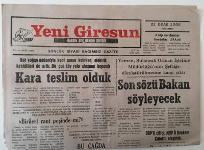 Yeni Giresun Gazetesi 22 Ocak 2000 - Kara Teslim Olduk ... GZ28758 - 1