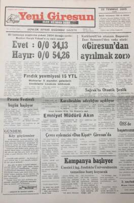 Yeni Giresun Gazetesi 22 Temmuz 2005 Başsavcı Esat Semerci Giresundan Ayrılmak Zor GZ25693 - 1