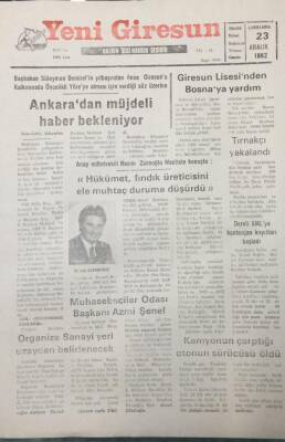 Yeni Giresun Gazetesi 23 Aralık 1992 Hükümet Fındık Üreticisini Ele Muhtaç Duruma Düşürdü GZ25607 - 1