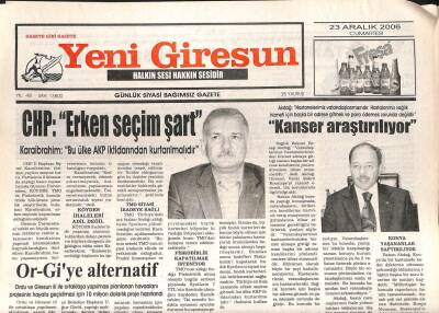 Yeni Giresun Gazetesi 23 Aralık 2006 - Or-Giye Alternatif GZ107981 - 1