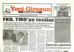 Yeni Giresun Gazetesi 23 Eylül 2006 - FKB TMOya Teslim GZ101881 - 2
