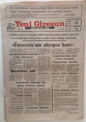 Yeni Giresun Gazetesi 23 Haziran 1995 - Üniversitenin Altyapısı Hazır GZ31040 - 1