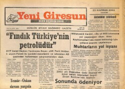 Yeni Giresun Gazetesi 23 Haziran 2003 - Fındık Türkiyenin Petrolüdür GZ101786 - 1