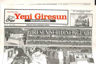Yeni Giresun Gazetesi 23 Haziran 2006 - Giresun Şehit Mevlüt Tekiroğlu İçin Ağladı GZ108561 - 1