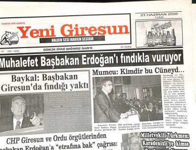 Yeni Giresun Gazetesi 23 Haziran 2006 - Muhalefet Erdoğanı Fındıkla Vuruyor, Baykal Başbakan Giresundan Fındığı Yaktı GZ108554 - 1